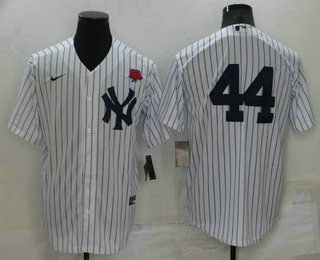 Men's New York Yankees #44 Reggie Jackson White No Name Stitched Rose Nike Cool Base Throwback Jersey