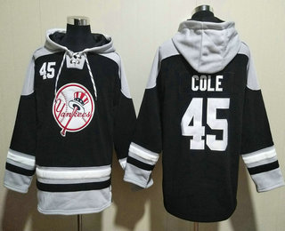 Men's New York Yankees #45 Gerrit Cole Black Ageless Must Have Lace Up Pullover Hoodie