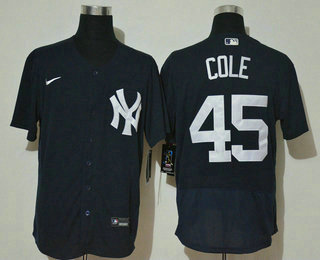 Men's New York Yankees #45 Gerrit Cole Black Stitched MLB Flex Base Nike Jersey