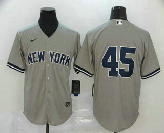 Men's New York Yankees #45 Gerrit Cole Gray No Name Stitched MLB Cool Base Nike Jersey