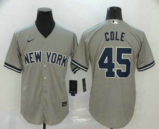 Men's New York Yankees #45 Gerrit Cole Gray Stitched MLB Cool Base Nike Jersey