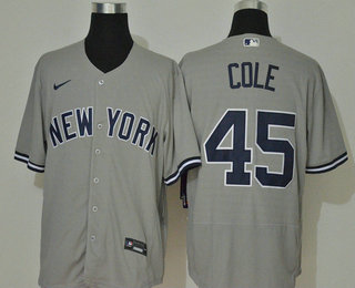 Men's New York Yankees #45 Gerrit Cole Grey Stitched MLB Flex Base Nike Jersey