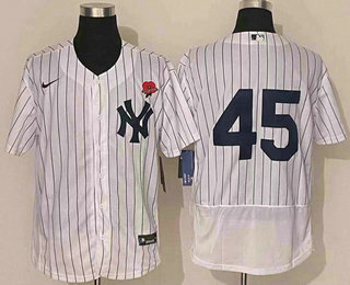 Men's New York Yankees #45 Gerrit Cole NEW White No Name Stitched MLB Flex Base Nike Jersey