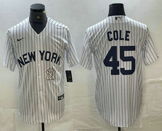 Men's New York Yankees #45 Gerrit Cole White 2024 Cool Base Stitched Jersey 12