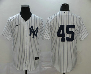 Men's New York Yankees #45 Gerrit Cole White Home No Name Stitched MLB Cool Base Nike Jersey