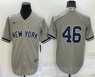 Men's New York Yankees #46 Andy Pettitte Grey No Name Stitched MLB Cool Base Nike Jersey