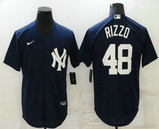 Men's New York Yankees #48 Anthony Rizzo Black Stitched MLB Nike Cool Base Throwback Jersey 001