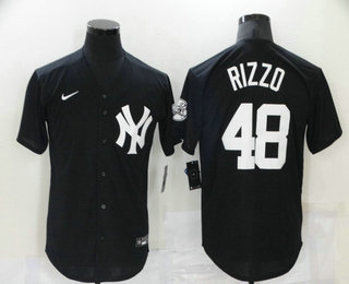 Men's New York Yankees #48 Anthony Rizzo Black Stitched MLB Nike Cool Base Throwback Jersey