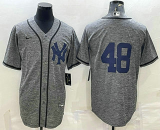 Men's New York Yankees #48 Anthony Rizzo Grey Gridiron Cool Base Stitched Baseball Jersey