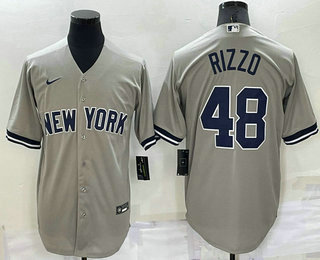 Men's New York Yankees #48 Anthony Rizzo Grey Stitched MLB Nike Cool Base Throwback Jersey