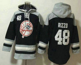 Men's New York Yankees #48 Anthony Rizzo Navy Blue Ageless Must Have Lace Up Pullover Hoodie