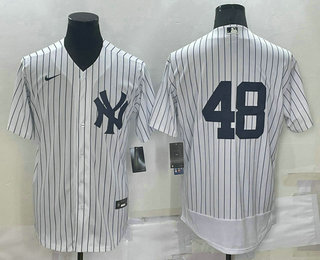 Men's New York Yankees #48 Anthony Rizzo White No Name Stitched MLB Flex Base Nike Jersey