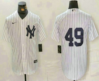 Men's New York Yankees #49 Ron Guidry White Cool Base Stitched Jersey