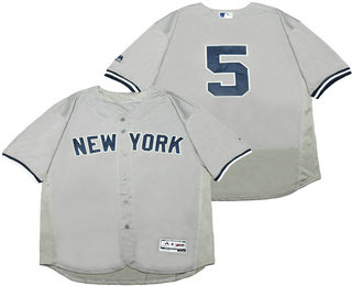 Men's New York Yankees #5 Grey No Name Stitched MLB Flex Base Jersey