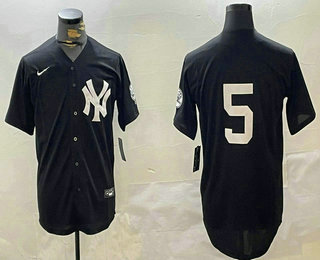 Men's New York Yankees #5 Joe DiMaggio Black Without Name Fashion Cool Base Stitched Baseball Jersey