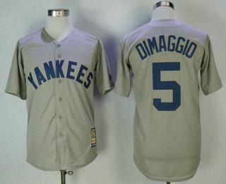 Men's New York Yankees #5 Joe DiMaggio Gray Road Throwback Cooperstown Collection Stitched MLB Mitchell & Ness Jerseys