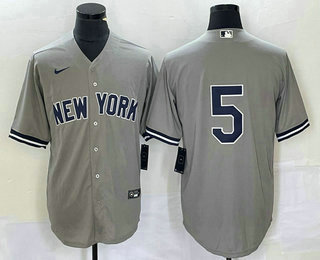 Men's New York Yankees #5 Joe DiMaggio Grey Cool Base Stitched Baseball Jersey