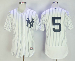 Men's New York Yankees #5 Joe DiMaggio Retired White Stitched MLB Majestic Flex Base Jersey