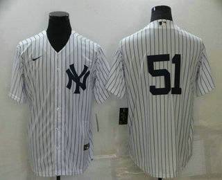 Men's New York Yankees #51 Bernie Williams White No Name Stitched MLB Nike Cool Base Jersey