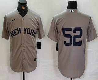 Men's New York Yankees #52 CC Sabathia Grey Cool Base Stitched Jersey