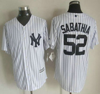 Men's New York Yankees #52 CC Sabathia Home White 2015 MLB Cool Base Jersey