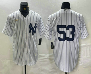 Men's New York Yankees #53 Bobby Abreu White No Name Throwback Stitched Cool Base Nike Jersey