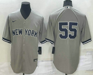 Men's New York Yankees #55 Domingo German No Name Grey Stitched MLB Cool Base Nike Jersey