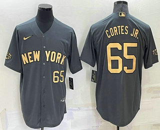 Men's New York Yankees #65 Nestor Cortes Jr Number Grey 2022 All Star Stitched Cool Base Nike Jersey