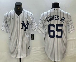 Men's New York Yankees #65 Nestor Cortes Jr White Stitched Cool Base Nike Jersey