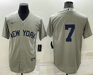 Men's New York Yankees #7 Mickey Mantle 2021 Grey Field of Dreams Cool Base Stitched Baseball Jersey