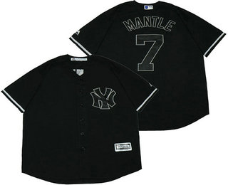 Men's New York Yankees #7 Mickey Mantle Black Stitched MLB Cool Base Fashion Jersey