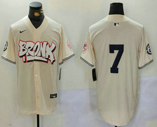 Men's New York Yankees #7 Mickey Mantle Cream Limited Stitched Baseball Jersey