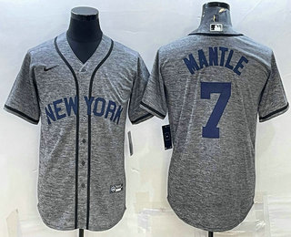 Men's New York Yankees #7 Mickey Mantle Grey Gridiron Cool Base Stitched Jersey 1