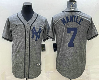 Men's New York Yankees #7 Mickey Mantle Grey Gridiron Cool Base Stitched Jersey