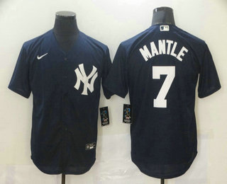 Men's New York Yankees #7 Mickey Mantle Navy Blue Stitched MLB Nike Cool Base Jersey