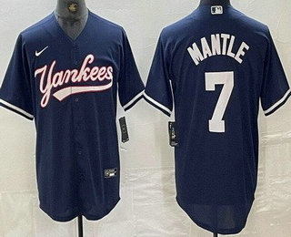 Men's New York Yankees #7 Mickey Mantle Navy Fashion Cool Base Jersey