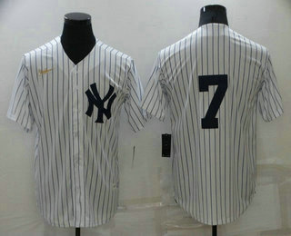 Men's New York Yankees #7 Mickey Mantle No Name White Throwback Stitched MLB Cool Base Nike Jersey