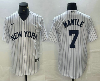 Men's New York Yankees #7 Mickey Mantle White 2024 Cool Base Stitched Jersey 11