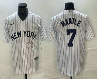 Men's New York Yankees #7 Mickey Mantle White 2024 Cool Base Stitched Jersey 12