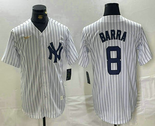 Men's New York Yankees #8 Yogi Berra White No Name Throwback Stitched Cool Base Nike Jersey