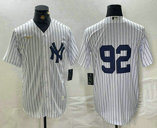 Men's New York Yankees #92 Matt Krook White No Name Throwback Stitched Cool Base Nike Jersey