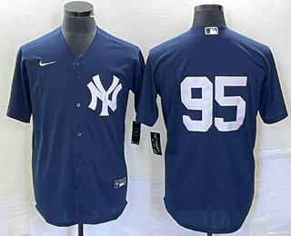 Men's New York Yankees #95 Oswaldo Cabrera Navy Blue Cool Base Stitched Baseball Jersey