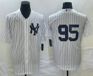 Men's New York Yankees #95 Oswaldo Cabrera White No Name Throwback Stitched MLB Cool Base Nike Jersey