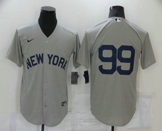 Men's New York Yankees #99 Aaron Judge 2021 Grey Field of Dreams Cool Base Stitched Baseball Jersey