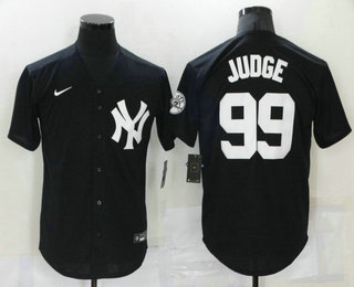 Men's New York Yankees #99 Aaron Judge Black Stitched MLB Nike Cool Base Throwback Jersey