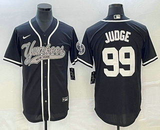 Men's New York Yankees #99 Aaron Judge Black With Patch Cool Base Stitched Baseball Jersey