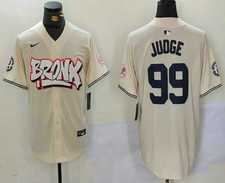 Men's New York Yankees #99 Aaron Judge Cream Limited Stitched Baseball Jersey