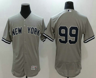 Men's New York Yankees #99 Aaron Judge Gray Gray Road Stitched MLB 2016 Majestic Flex Base Jersey