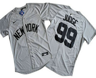 Men's New York Yankees #99 Aaron Judge Gray Limited Player Name Cool Base Jersey