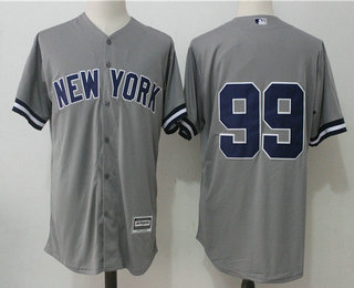 Men's New York Yankees #99 Aaron Judge Gray No Name Road Stitched MLB Majestic Cool Base Jersey